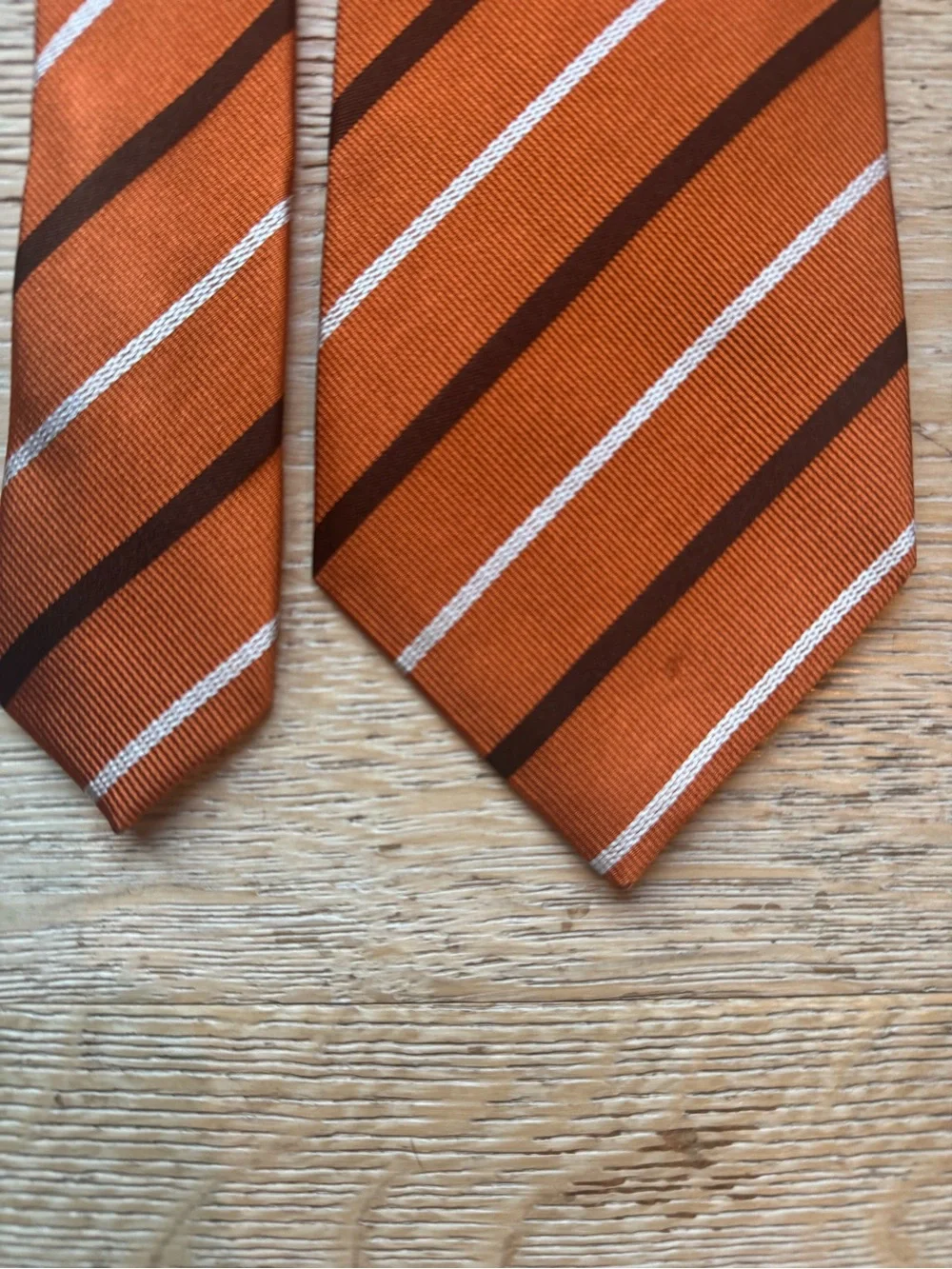 🔥ZEGNA Ermenegildo Zegna Silk Italy Classic ORANGE striped tie Price Firm!